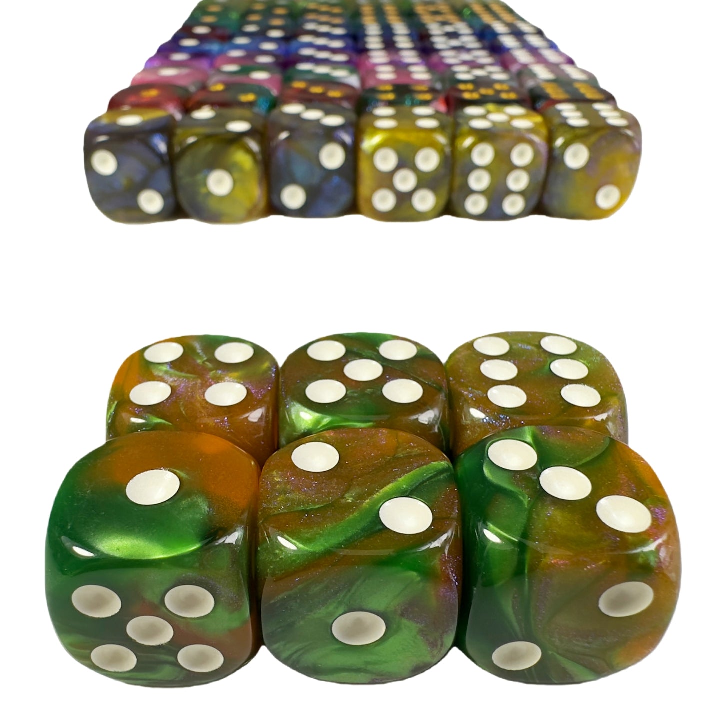6pcs 16mm DND Dice 6 Sided with Pips, D6 Mixing Color with Glitter Dice for Party Entertainment Table Game
