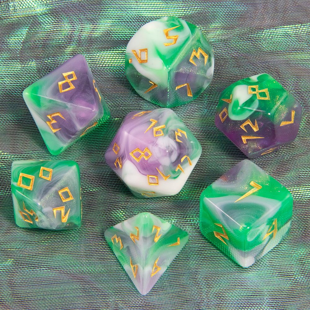 DND Dice Set Acrylic Polyhedral Dice 7 Pieces Mixed Colour Glitter Games Dice for RPG DND Board Game Accessories
