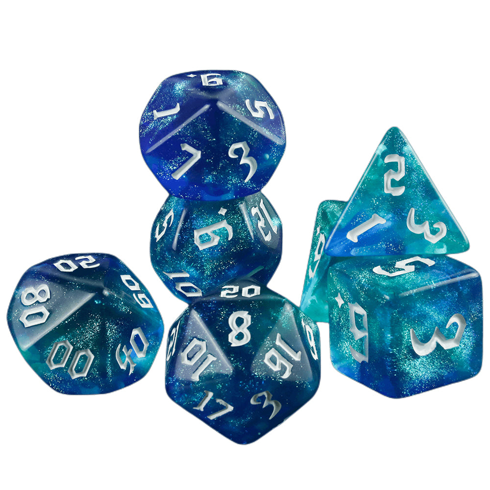 Polyhedral Dice Set - DND Role Playing Dice for Dungeons Game RPG Table Games, Double-Color with Glitter Effect, 7pcs