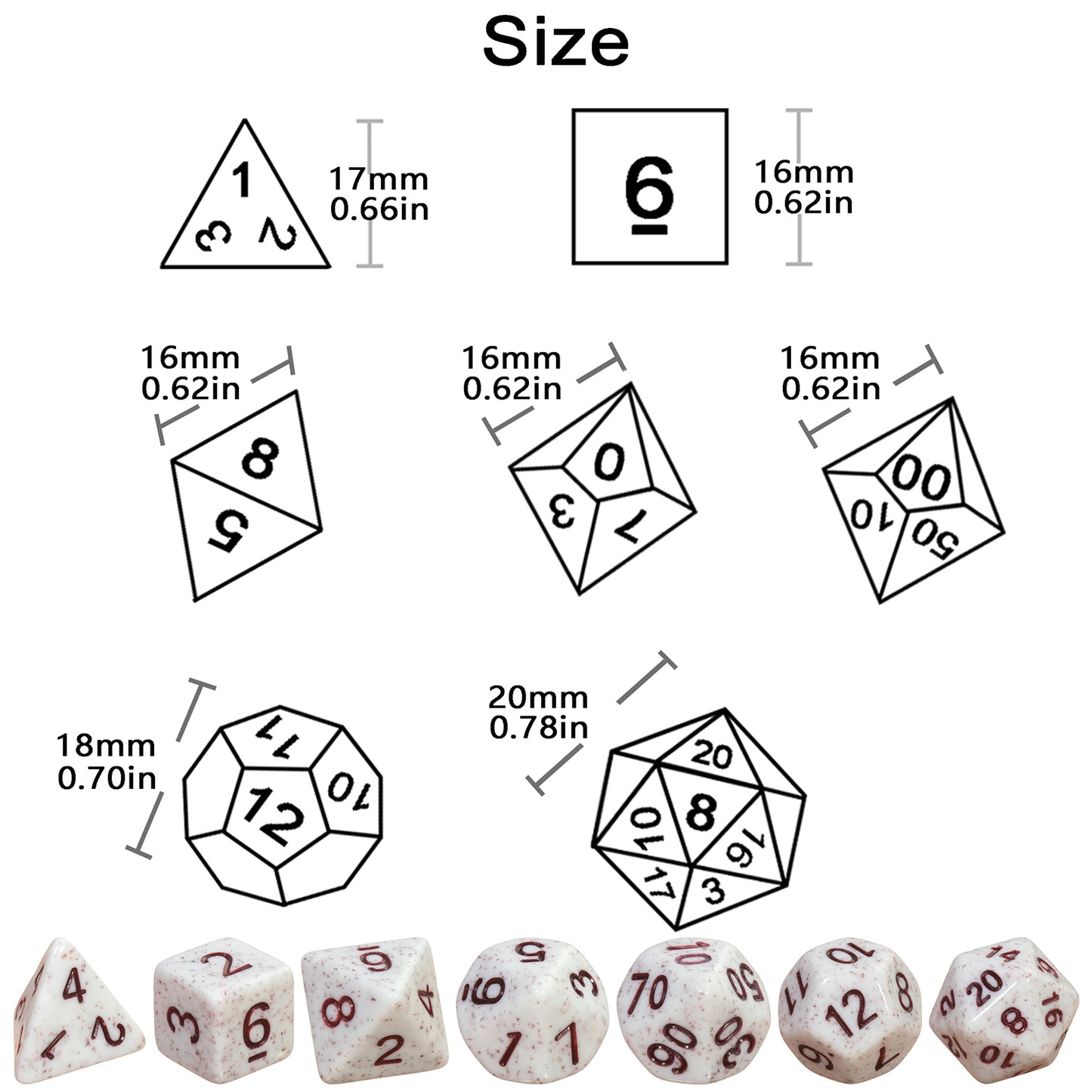 DND Polyhederal Dice Set 7pcs Game Dice D4-D20 for Dragons Game Table Board Roll Playing Games Solid Color Dice