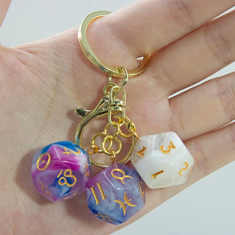 Dice Pendant Keychain Creative Gift Keyring Tarot D12 Dice Keychains for Wallet Handbag Lanyard