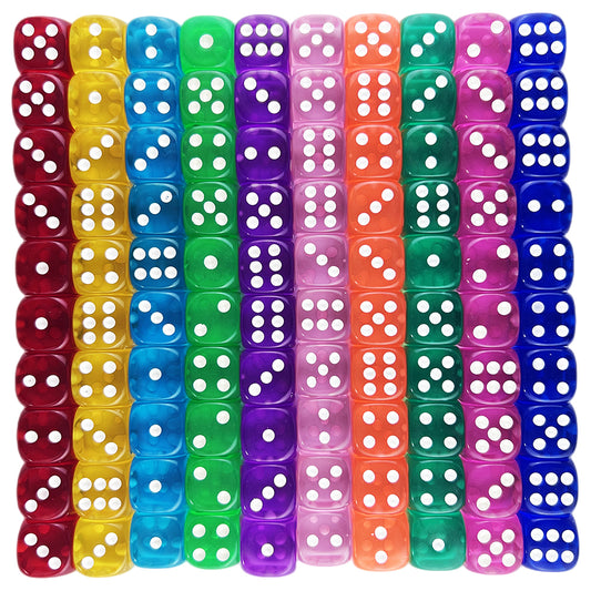 10pcs 14mm D6 Dice Colorful Transparent Rounded Corner Dice for Entertainment Board Game DND RPG