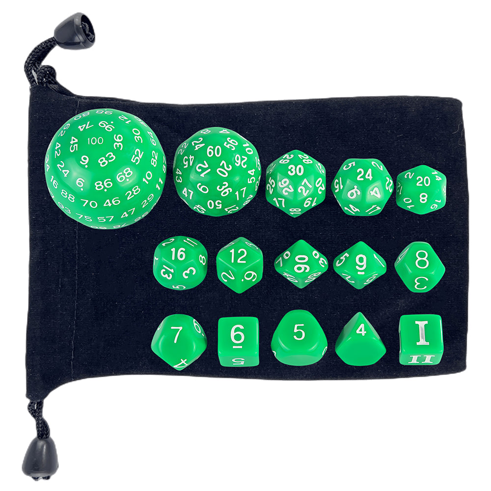15pcs D3-D100 Game Dice with Bag Opaque Polyhedral Dice for DND Role Playing Board Game Accessories
