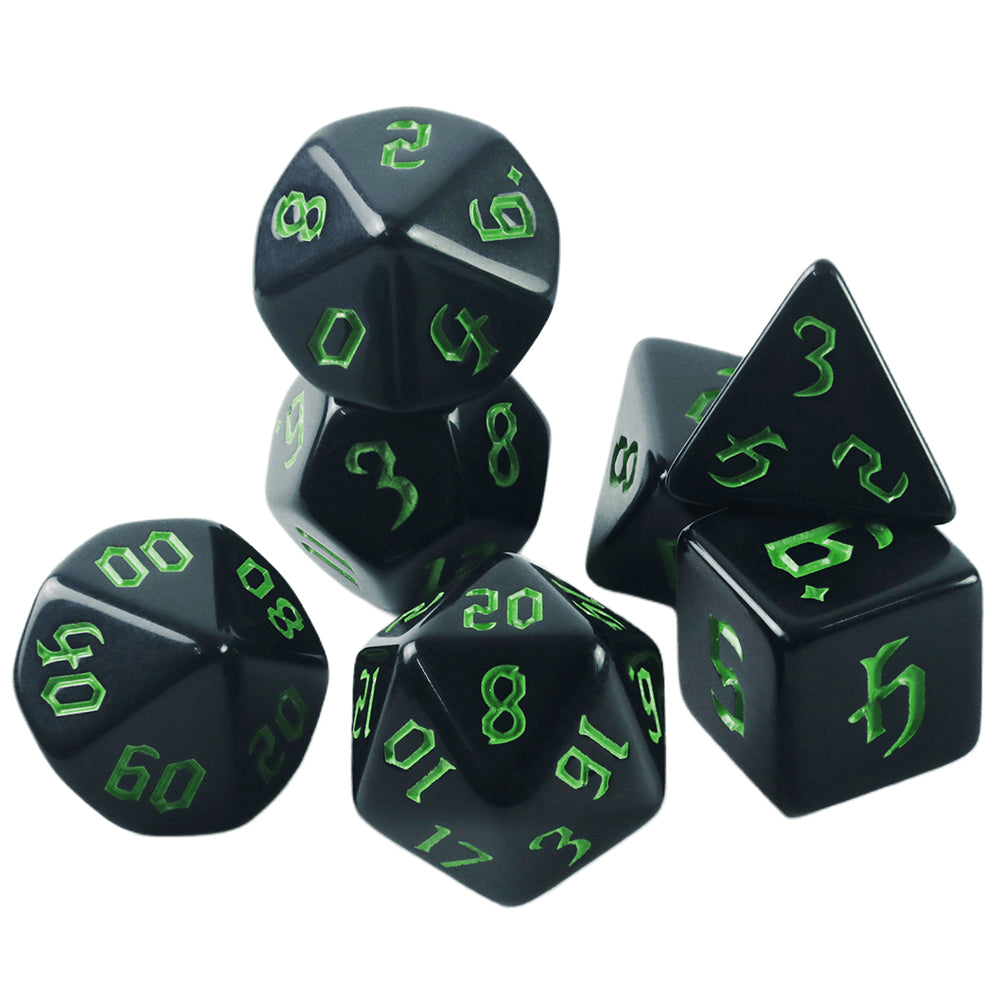 Opaque Dice Set 7pcs Game Black Dice Polyhedral Dice Set for Entertainment Toys & Games Accessories 7pcs - D4 D6 D8 D10 D00 D12 D20 with Tube