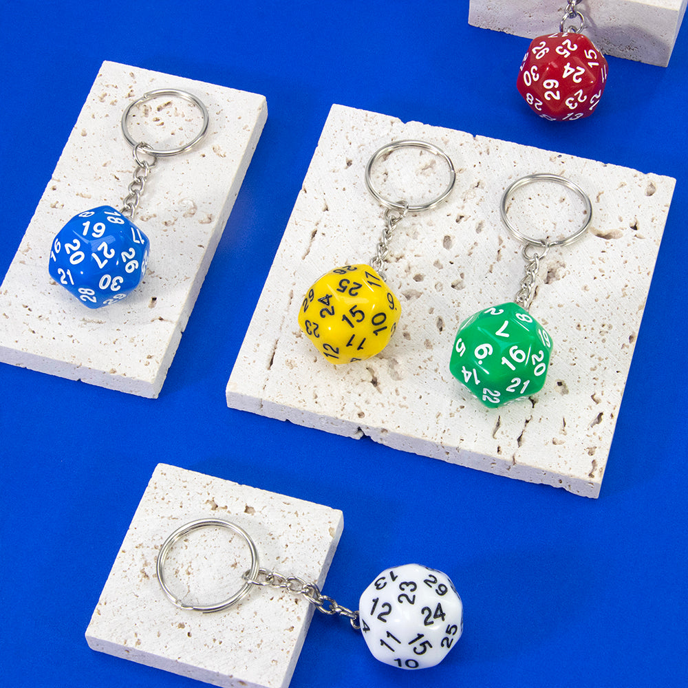Dice Pendant Keychain Game Souvenirs D30 Dice Keyholder for Men Women Bag