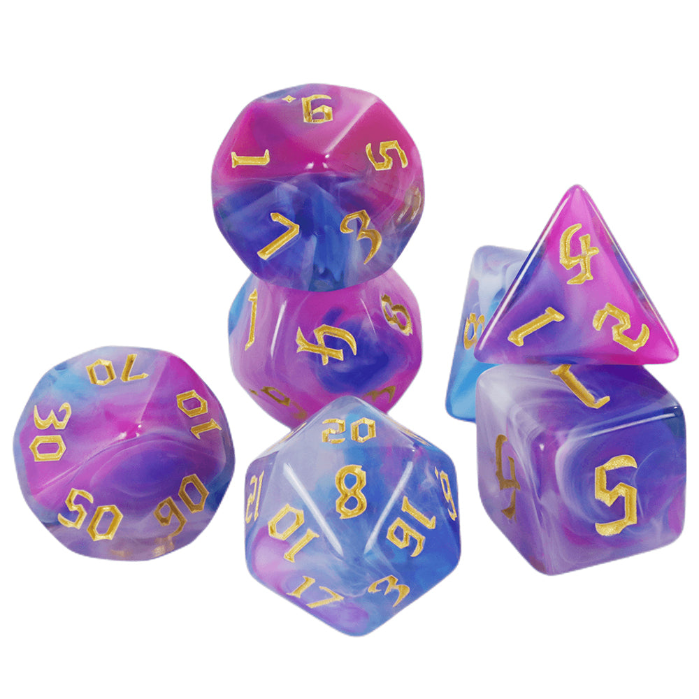 DND Dice Set 7Pcs Polyhedral Dice D4 D6 D8 D10 D12 D20 with Tube Mixed Color for D&D Tabletop Role-Playing Games Accessories