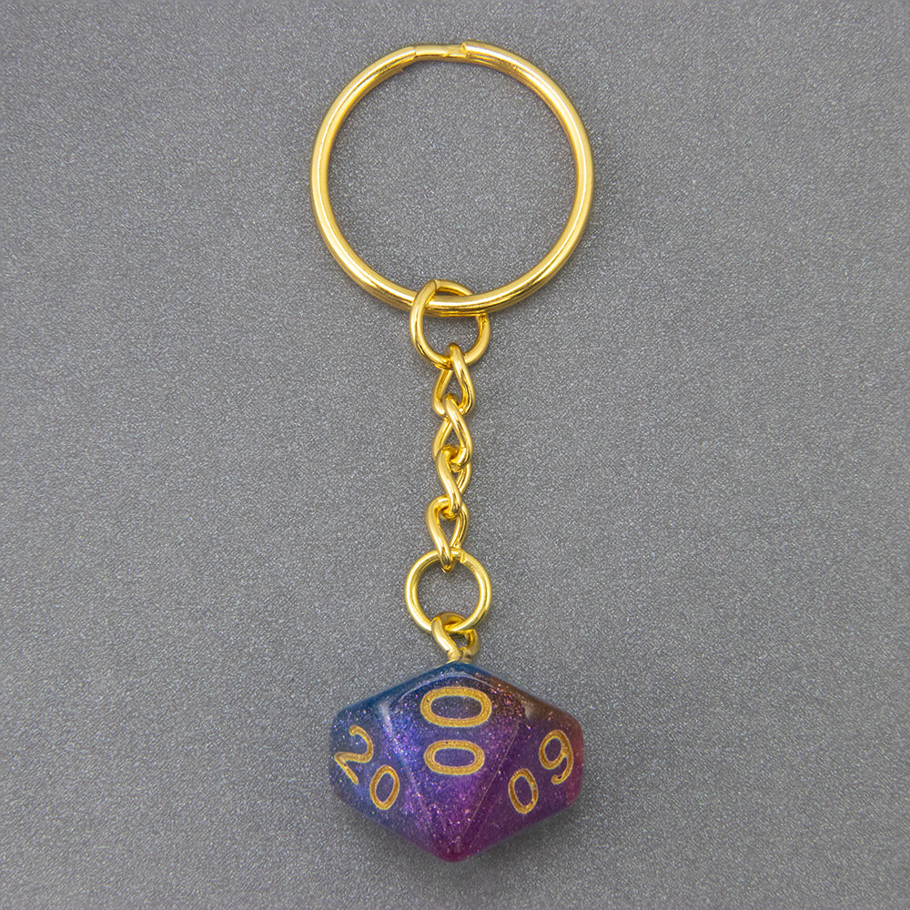 Galaxy Effect Dice Keychains D4-D20 Dice Keyring Car Bag Keychains Key Holder Men Women Gift
