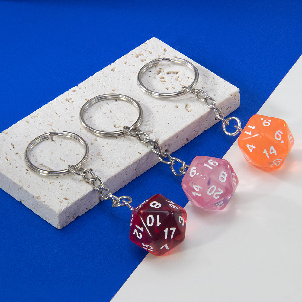 Candy Colored Keychain Board Game Souvenirs Kid Gift Keychain Handbag Table Game Lucky D20 Dice Keychain