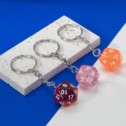 Candy Colored Keychain Board Game Souvenirs Kid Gift Keychain Handbag Table Game Lucky D20 Dice Keychain