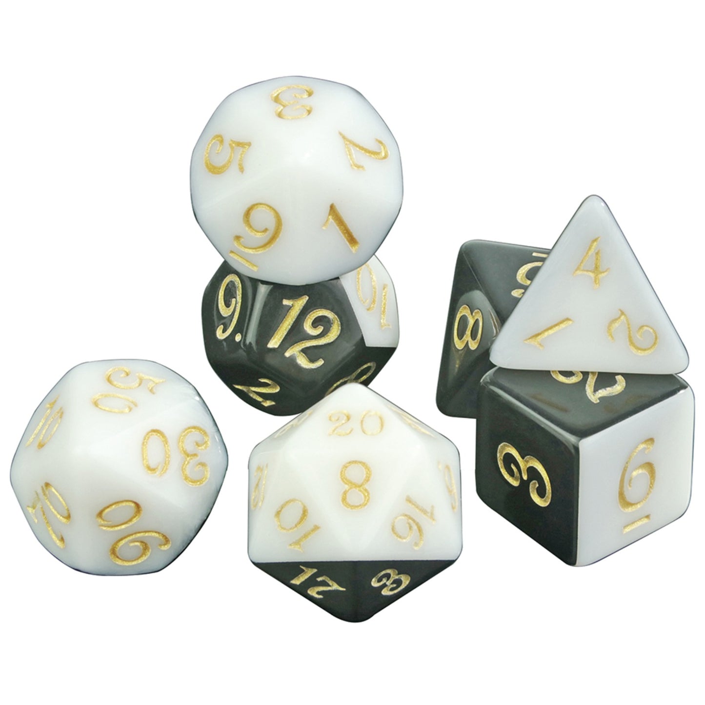Splice Color Dice Set 7pcs Two-color DND Game Polyhedral Dice with Tube for D&D Role Playing Games and Tabletop Games