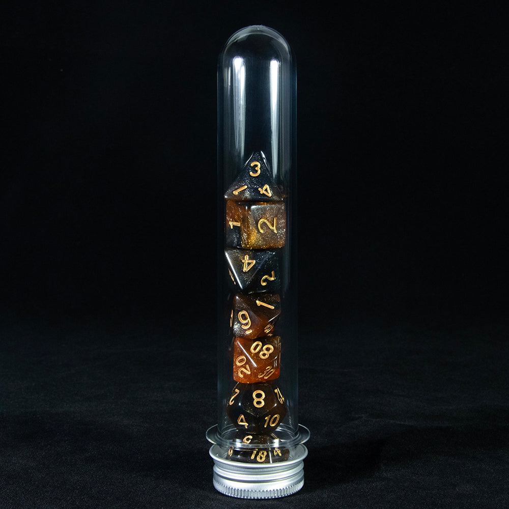 7pcs Polyhedral DND Dice Set Universe Galaxy Glitter Dice with Tube for D&D RPG Table Game Accessories
