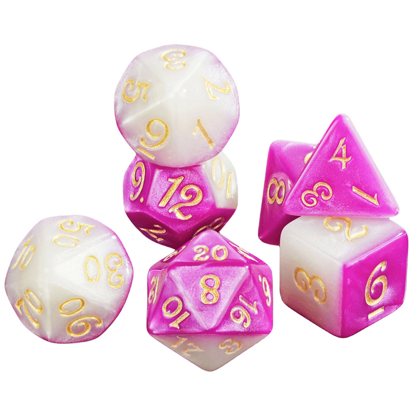 Splice Color Dice Set 7pcs Two-color DND Game Polyhedral Dice with Tube for D&D Role Playing Games and Tabletop Games