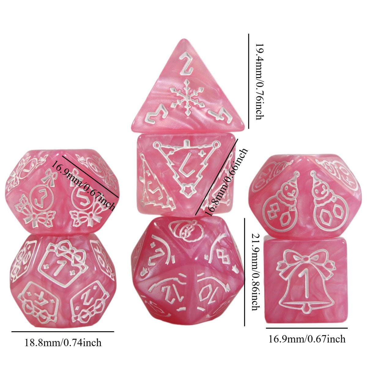 7pcs DND Board Game Dice Digital Polyhedral Dice for Magic Game DND RPG Table Game Entertainment Supplies