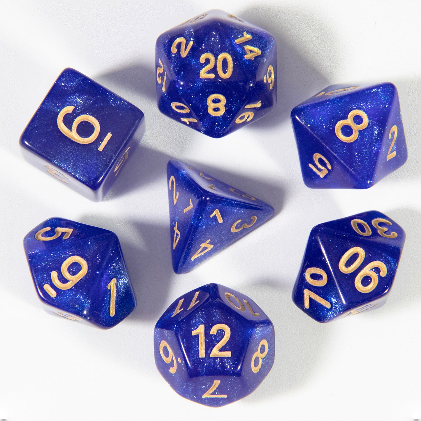 Glitter Dice Set 7pcs Game Polyhedral Dice D4, D6, D8, D10, D%, D12, D20 for D&D Game and Funny Entertainment Board Games