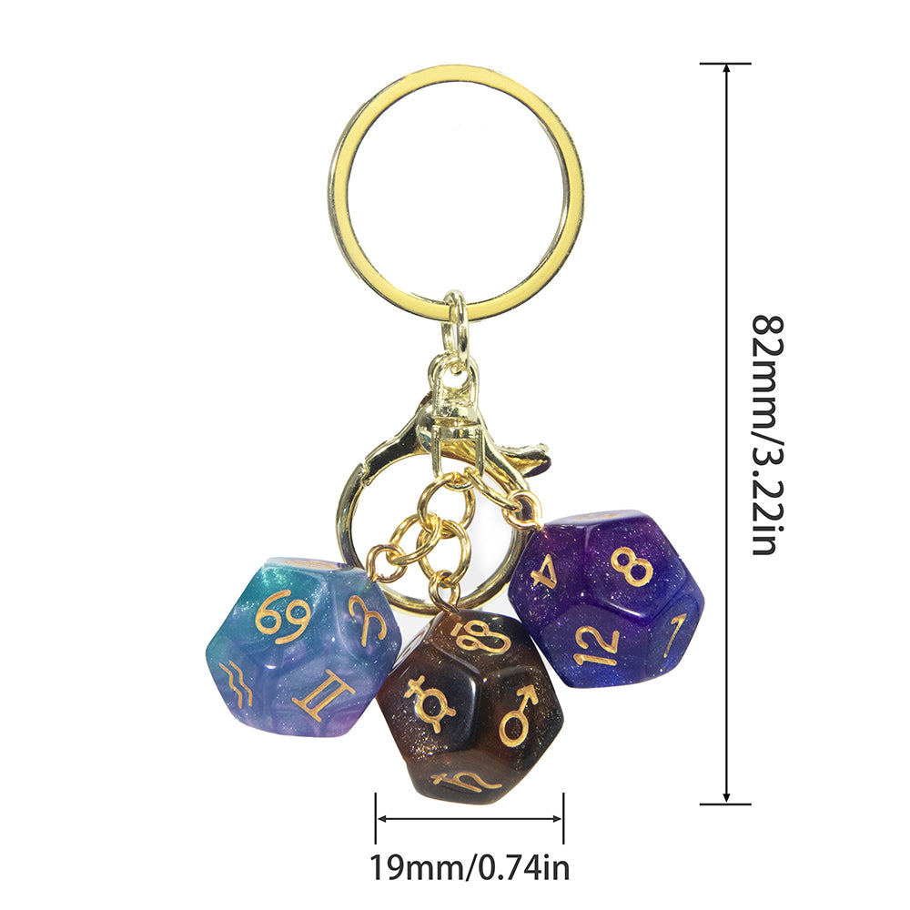 Dice Pendant Keychain Creative Gift Keyring Tarot D12 Dice Keychains for Wallet Handbag Lanyard