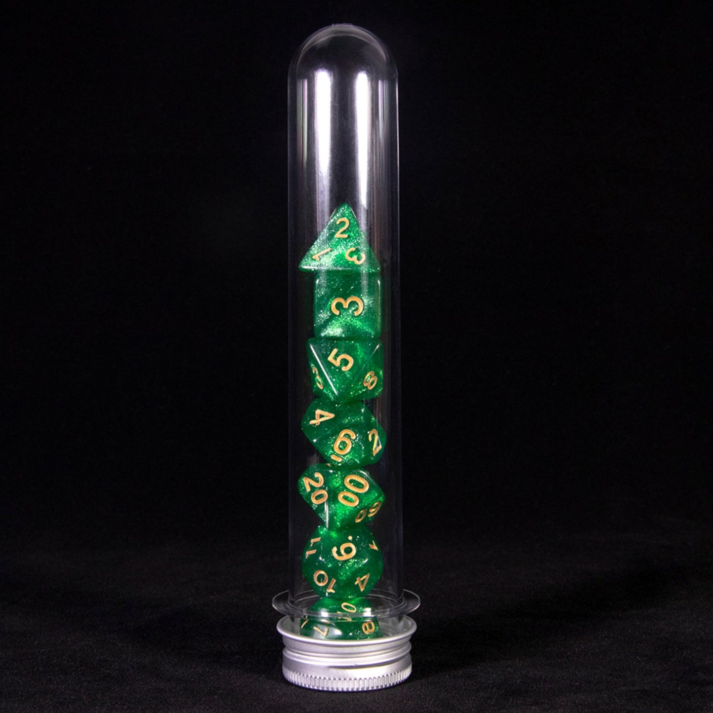 7pcs Glitter Polyhedral Dice Set D4 D6 D8 D% D10 D12 D20 Dice with Tube for D&D RPG Role Playing Game Table Game Accessories