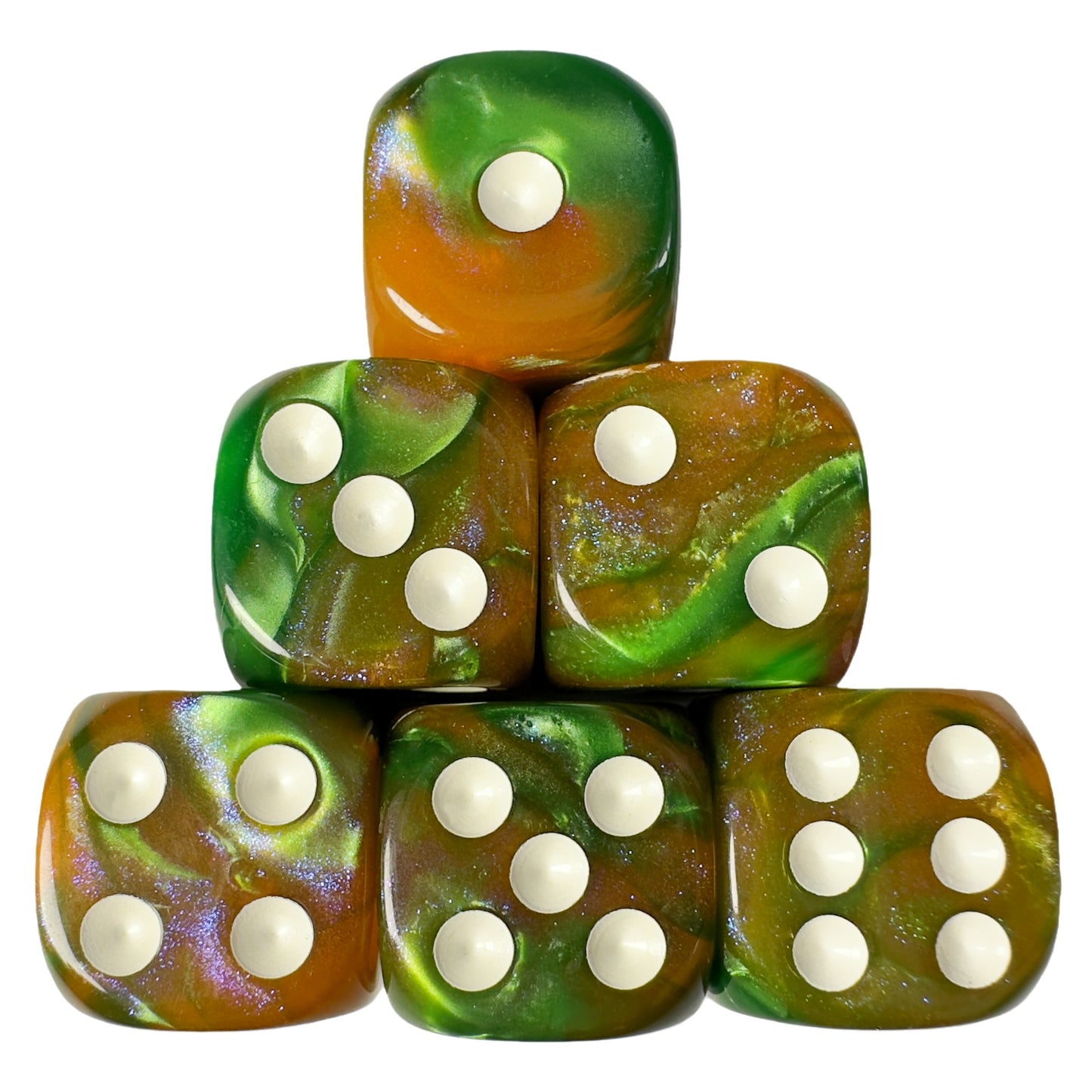 6pcs 16mm DND Dice 6 Sided with Pips, D6 Mixing Color with Glitter Dice for Party Entertainment Table Game