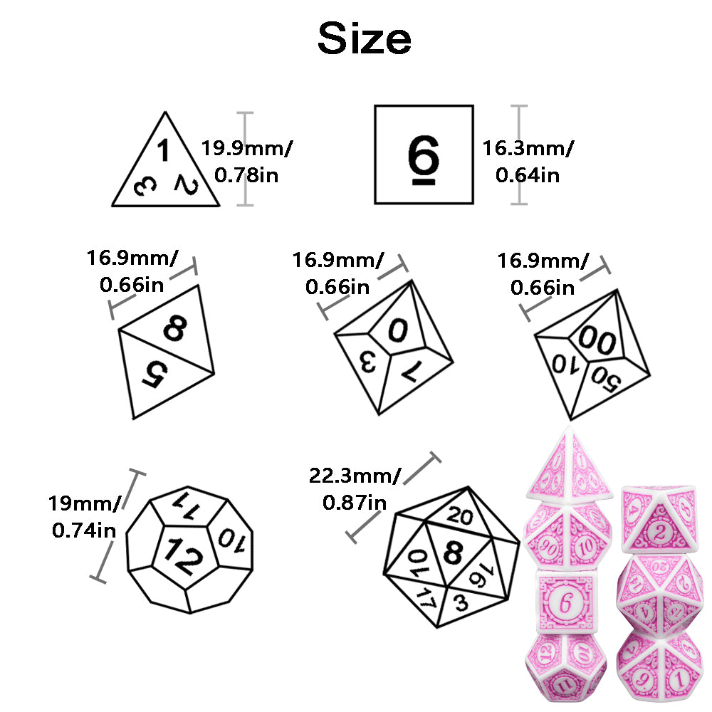 DND Polyhedral Dice Set 7pcs D4 D6 D8 D10 D12 D20 Game Dice for DND RPG Role Playing Table Games