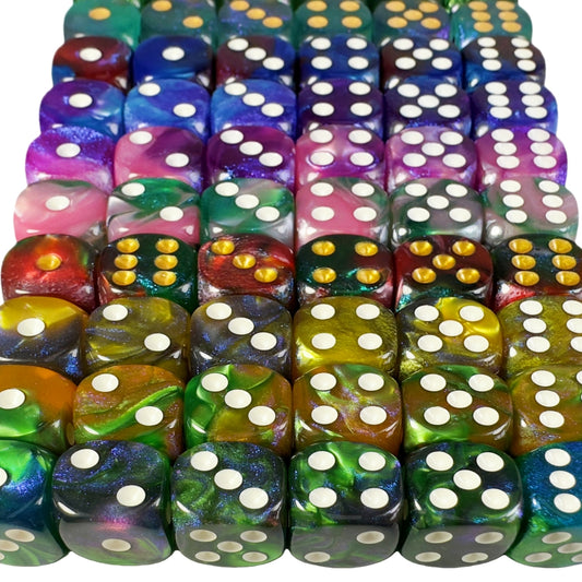 6pcs 16mm DND Dice 6 Sided with Pips, D6 Mixing Color with Glitter Dice for Party Entertainment Table Game