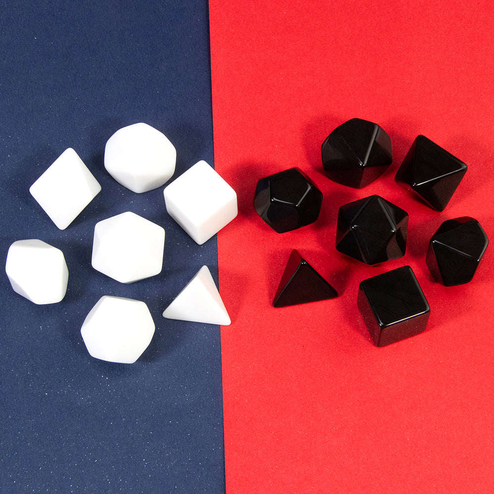 7pcs Blank Poyhedral Dice DIY Board Game, Black/ White