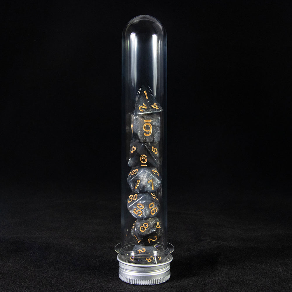 7pcs Polyhedral DND Dice Set Universe Galaxy Glitter Dice with Tube for D&D RPG Table Game Accessories