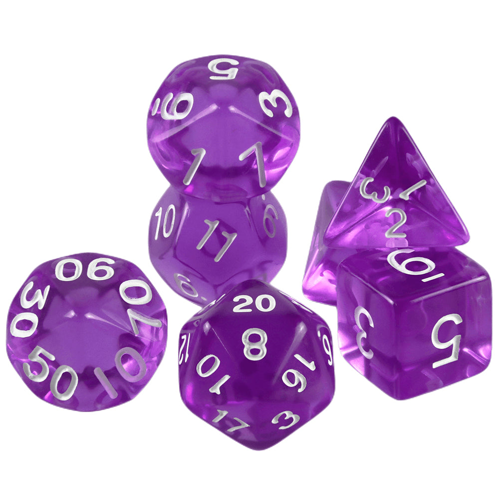 DND Transparent Dice 7pcs Polyhedral Dice for DND Role Playing Tabletop Borad Games Math Teaching