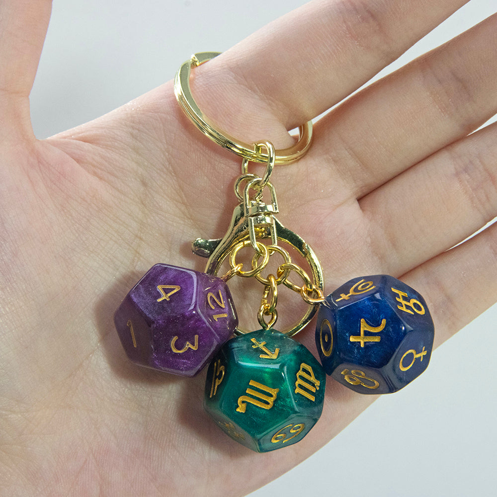 Dice Pendant Keychain Creative Gift Keyring Tarot D12 Dice Keychains for Wallet Handbag Lanyard