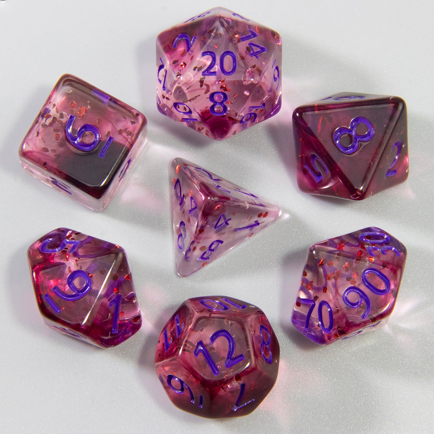 Glitter and Nebula Effect DND Dice Set 7pcs D4-D20 Polyhedral Dice for Role Playing Game Board Game Accessories As Gift