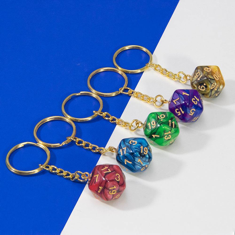 Colored Dice Keychain Lucky Keyring Table Game Souvenirs Perfect for DND Game Lover Gift, Bag, Car Pendant