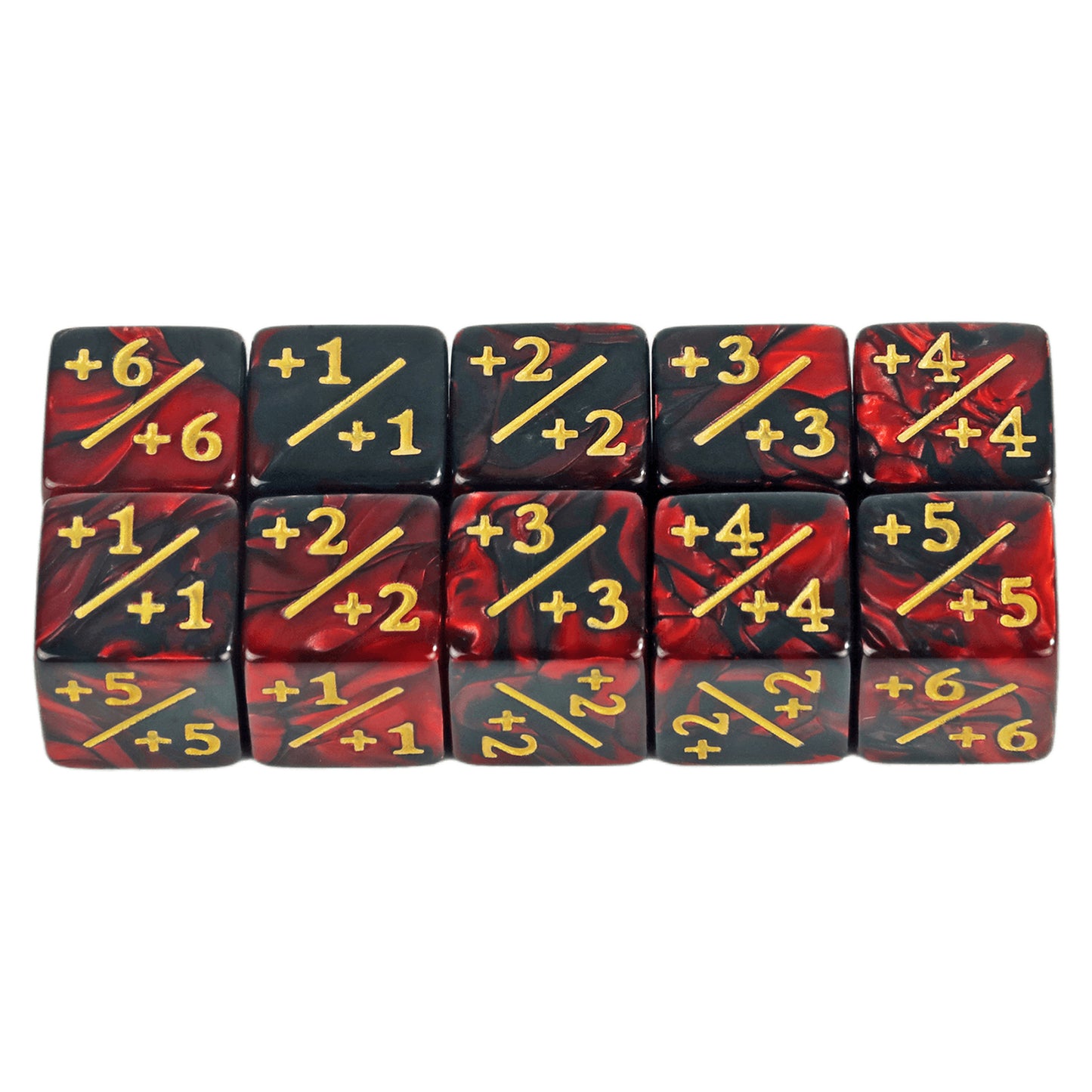Six Sided Dice Set D6 Counters +1/+1 and -1/-1 Set of 10 Dice for Math Teaching, Card Game Accessories