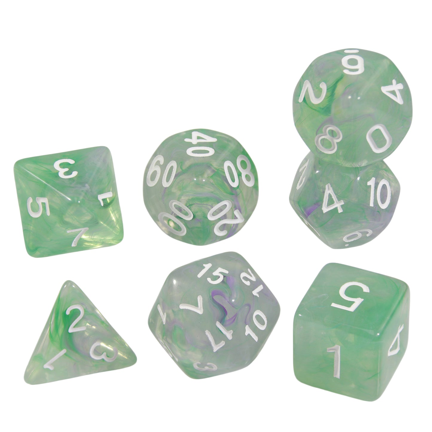 DND Dice Set with Mixed Color Fog Effect, 7pcs Polyhedral Dice for Board Games, DND TRPG Gaming Accessories, Perfect for Role-Playing Games