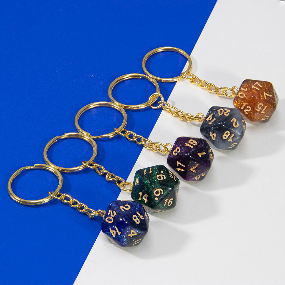 Starry Sky Effect Dice Keychain Fashion Dice Charm Keyring for Pouch Hand Bag Car Pendant
