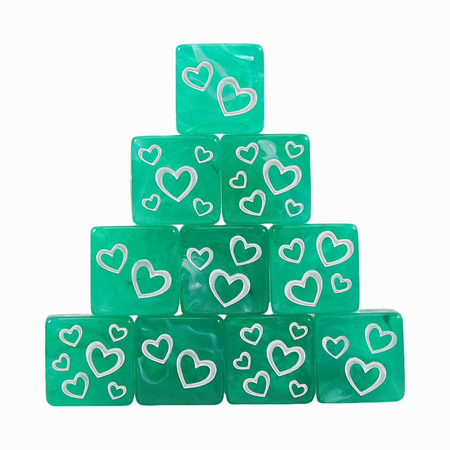 D6 Dice Set 10pcs 16mm Love Heart/leaf/flower/diamond Patterns Game Dice for Board Game, Math Teaching
