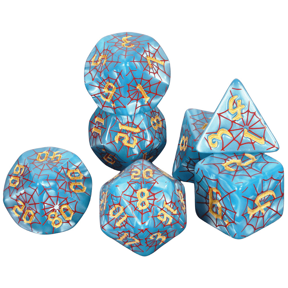 DND Dice Set - 7pcs Board Game Dice with Red Spider Web Pattern D4-D20 for DND Role Playing Game Entertainment Supplies, Perfect Gift for DND Player