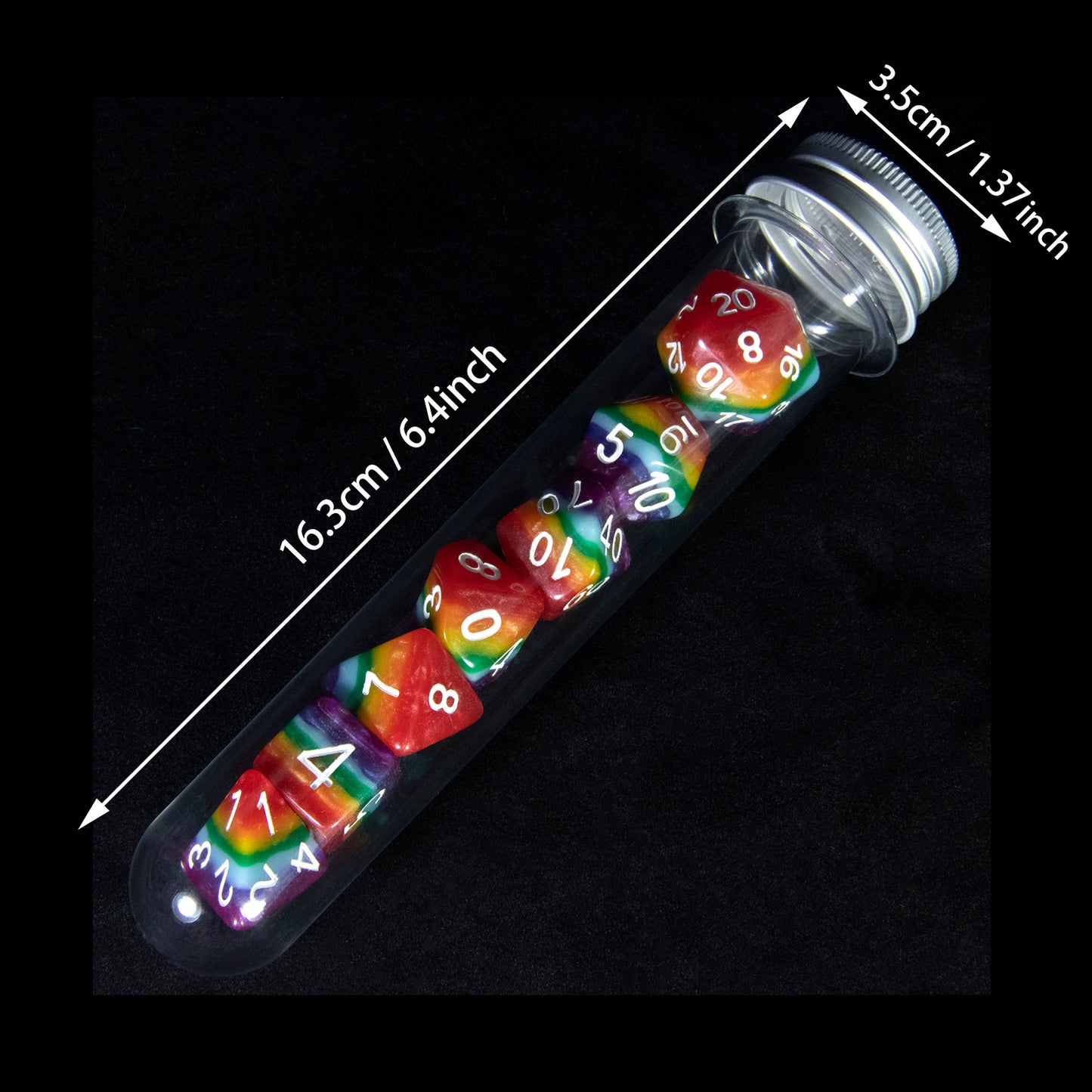 DND Dice 7 Pieces Polyhedral Dice Set with Tube for D&D TRPG Board Game and Role Playing Game Accessories