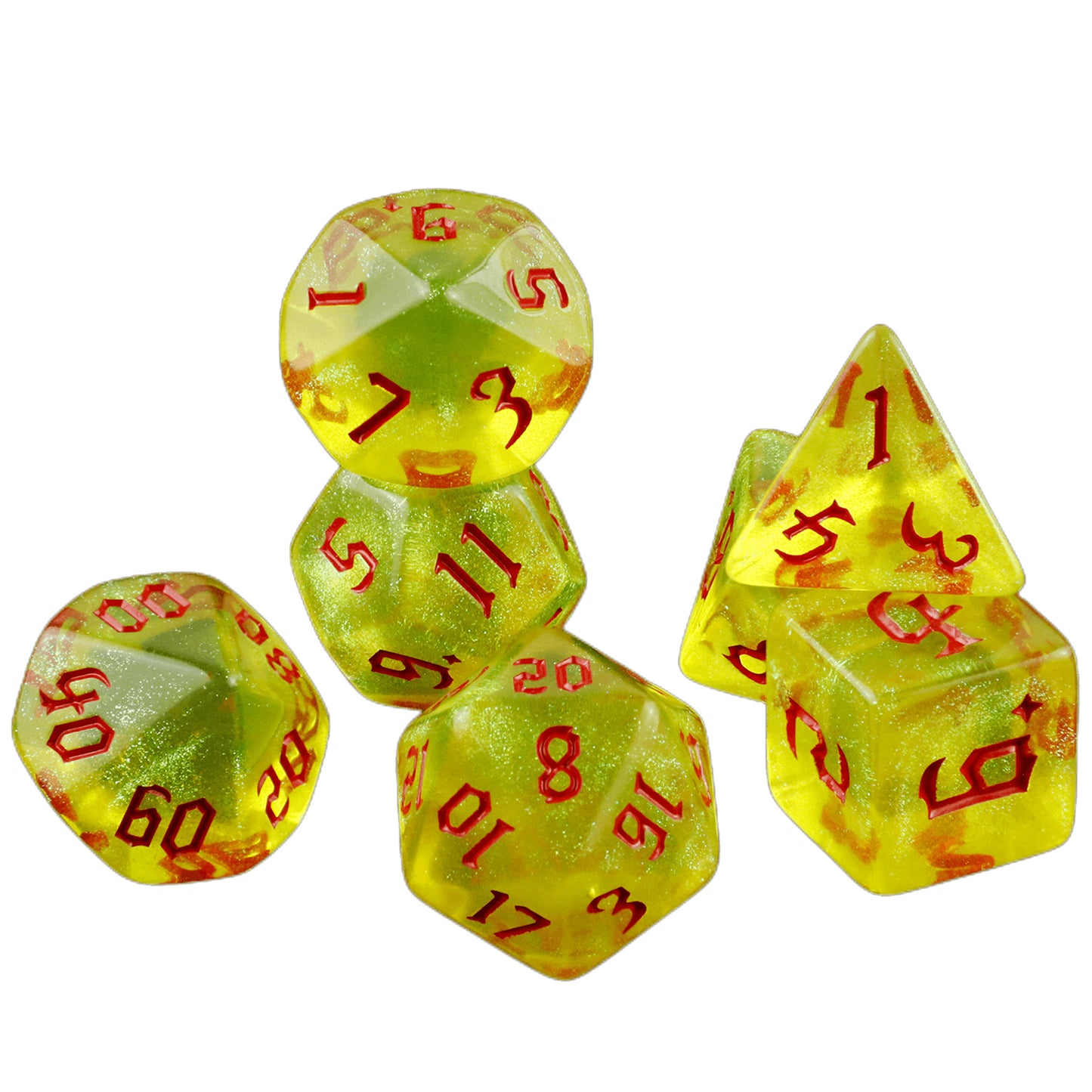DND Dice Set - 7pcs Polyhedral Game Dice with Glitter Effect for Role Playing, Table Games