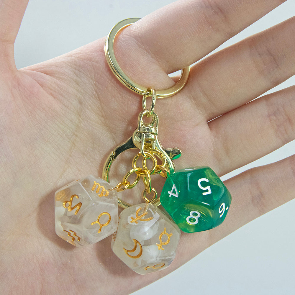 Dice Pendant Keychain Creative Gift Keyring Tarot D12 Dice Keychains for Wallet Handbag Lanyard