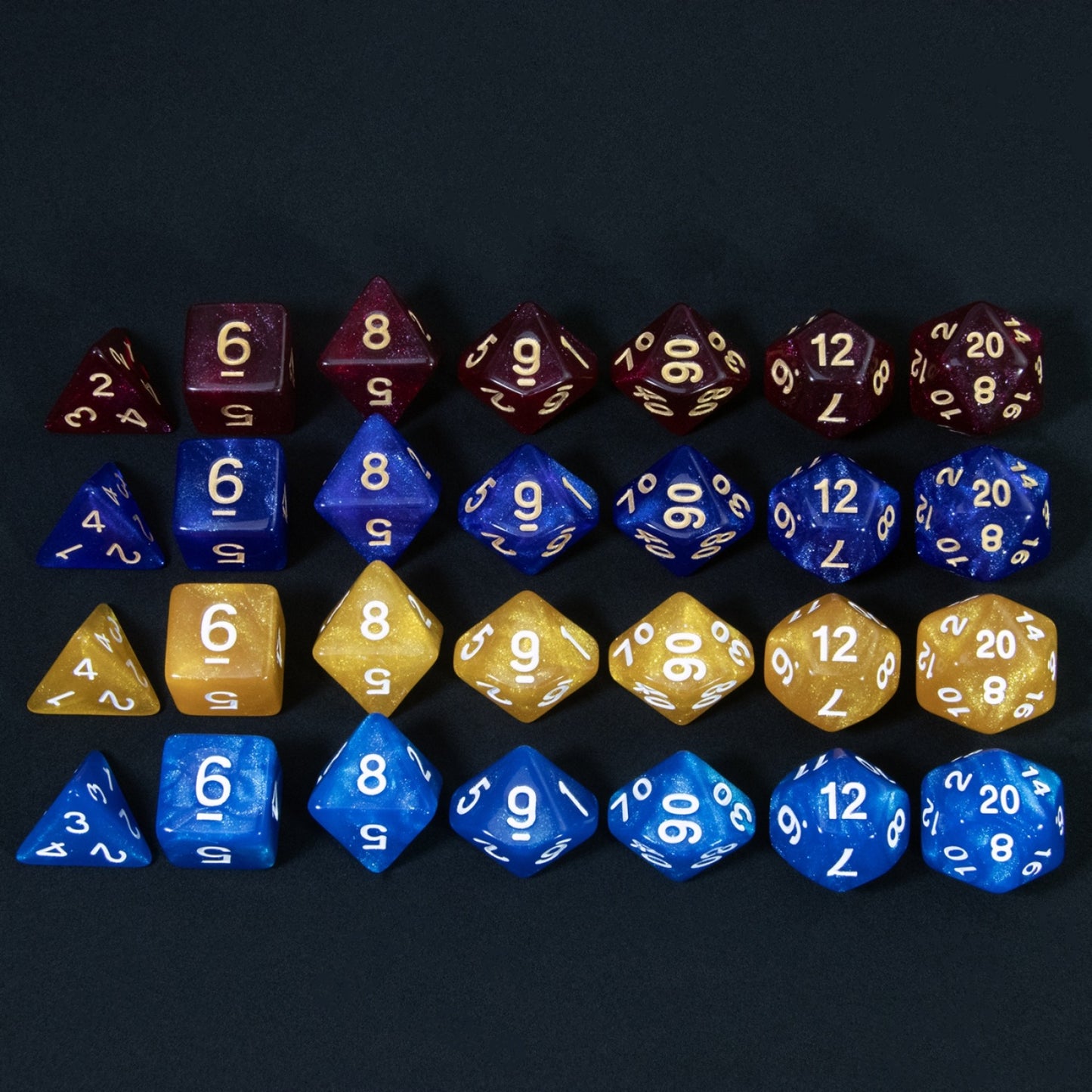 Glitter Dice Set 7pcs Game Polyhedral Dice D4, D6, D8, D10, D%, D12, D20 for D&D Game and Funny Entertainment Board Games