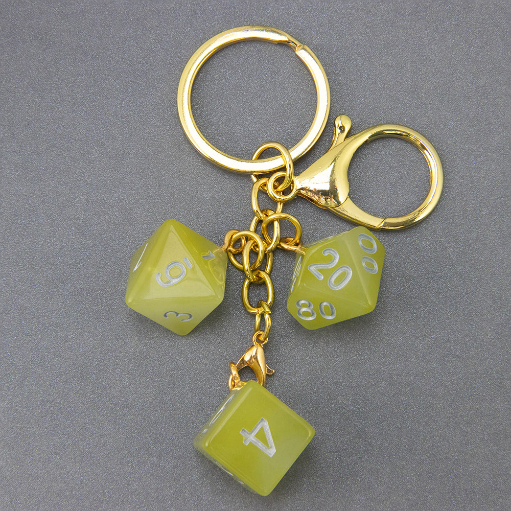 Luminous Dice Keychain Fashion Dice Charm, Pouch Handbag Car Pendant, Table Game Souvenirs for DND RPG Game Lover