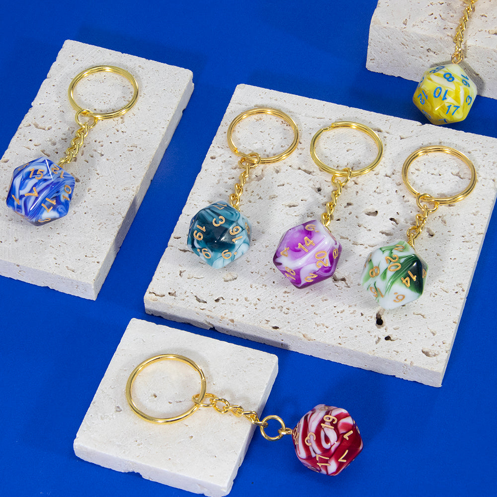 Acrylic Dice Keychains, Dice Key Rings Keyfob for Bag Purse Wallet Cellphone or Car Pendant