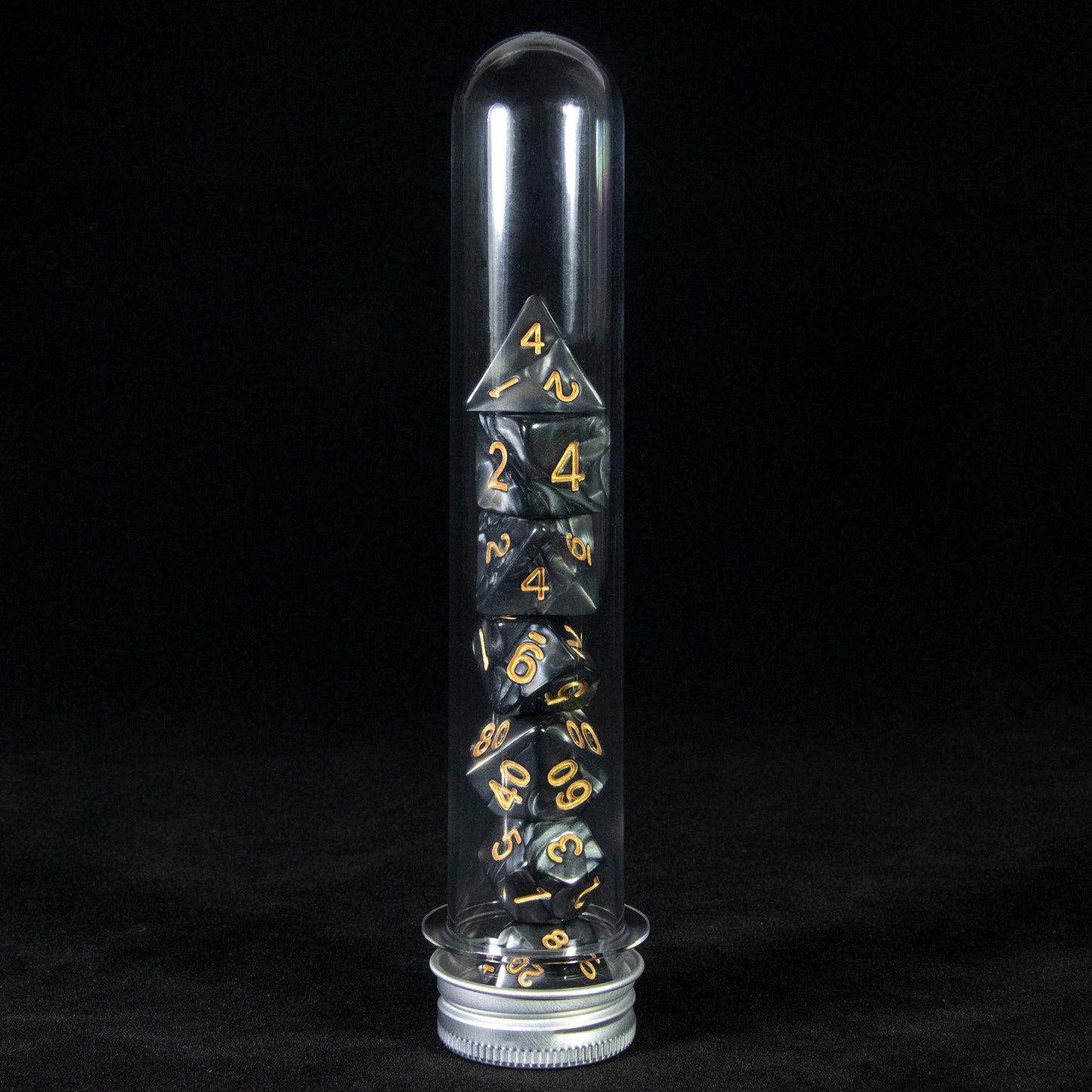 Marble Effect Polyhedral Dice Set 7 Pieces D4 D6 D8 D10 D% D12 D20 DND Game Dices with Tube, Playing Table Game for Bar Club Party