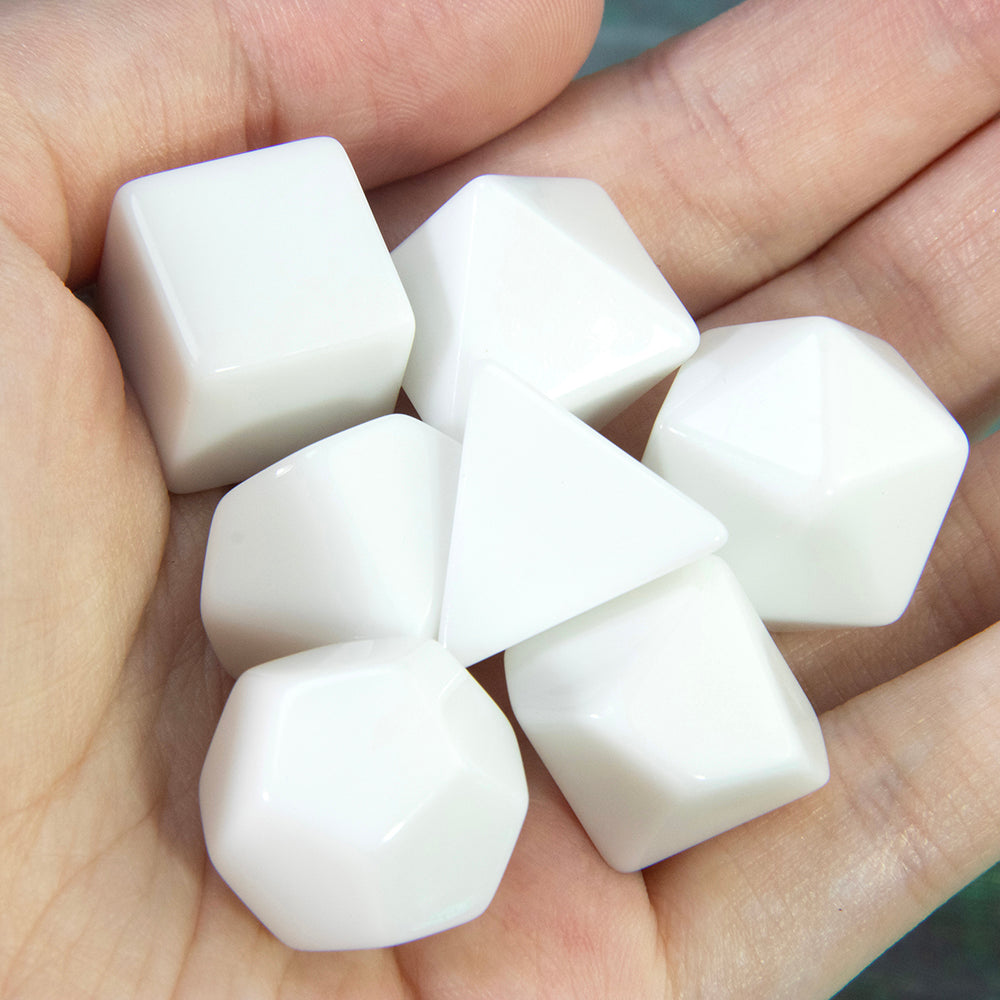7pcs Blank Poyhedral Dice DIY Board Game, Black/ White
