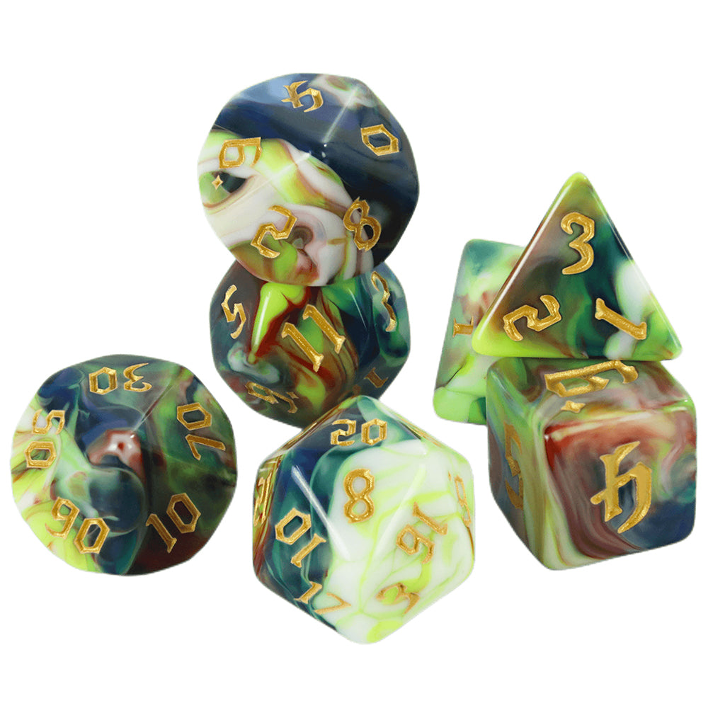 DND Dice Set 7 PCS Polyhedral Game Dice Mixing Color DND Role Playing Dice for Dungeon Game DND RPG Magic Game Table Games Dice D4 D6 D8 D10 D12 D20