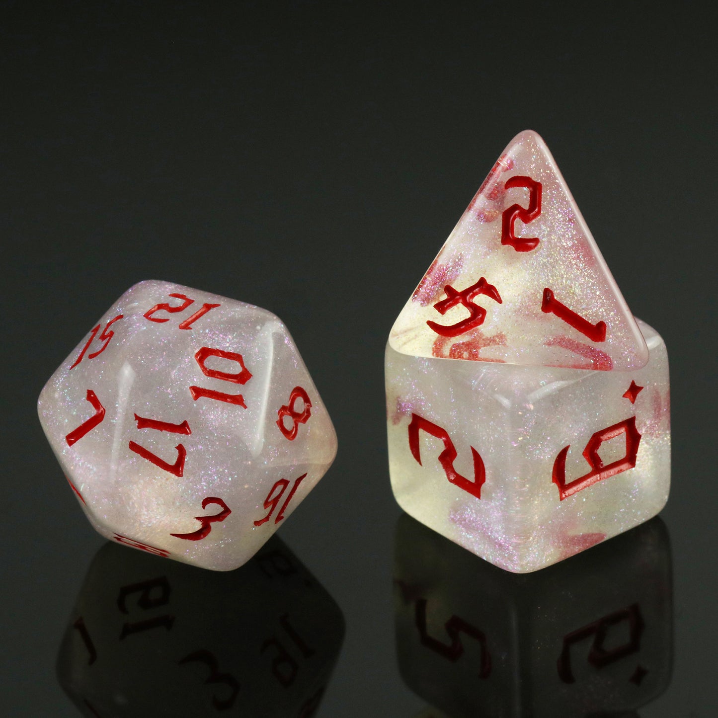 DND Dice Set - 7pcs Polyhedral Game Dice with Glitter Effect for Role Playing, Table Games