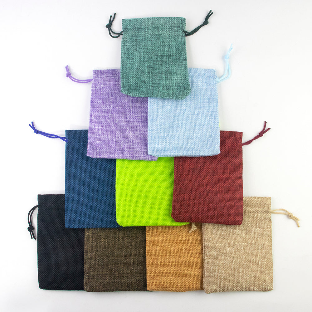 Burlap Drawstring Bags 10pcs Linen Bag Dice Storage Bag for Christmas Gifts Bag, Jewelry Packaging Bags