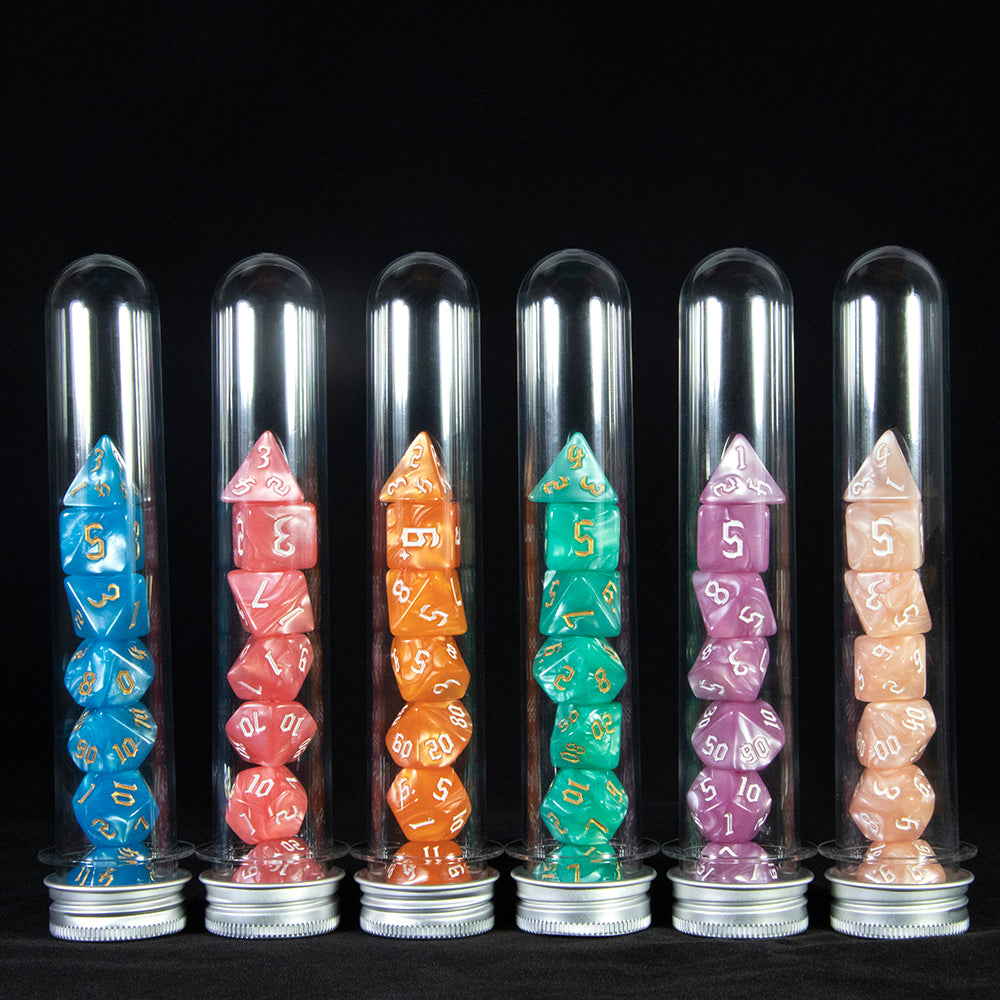 DND Polyhedral Dice Set 7 Pieces Marble Effect Game Dice Set with Tube for D&D RPG Role Playing Table Games