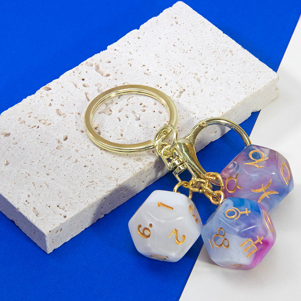 Dice Pendant Keychain Creative Gift Keyring Tarot D12 Dice Keychains for Wallet Handbag Lanyard