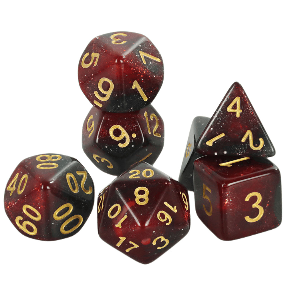 DND Dice Set 7pcs Mixing Color and Glitter Polyhedral Dice for DND TRPG Board Game Accessories Tabletop Game Dice D4 D6 D10 D00 D12 D20