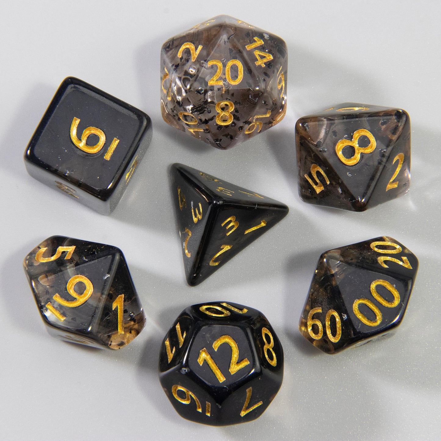Glitter and Nebula Effect DND Dice Set 7pcs D4-D20 Polyhedral Dice for Role Playing Game Board Game Accessories As Gift