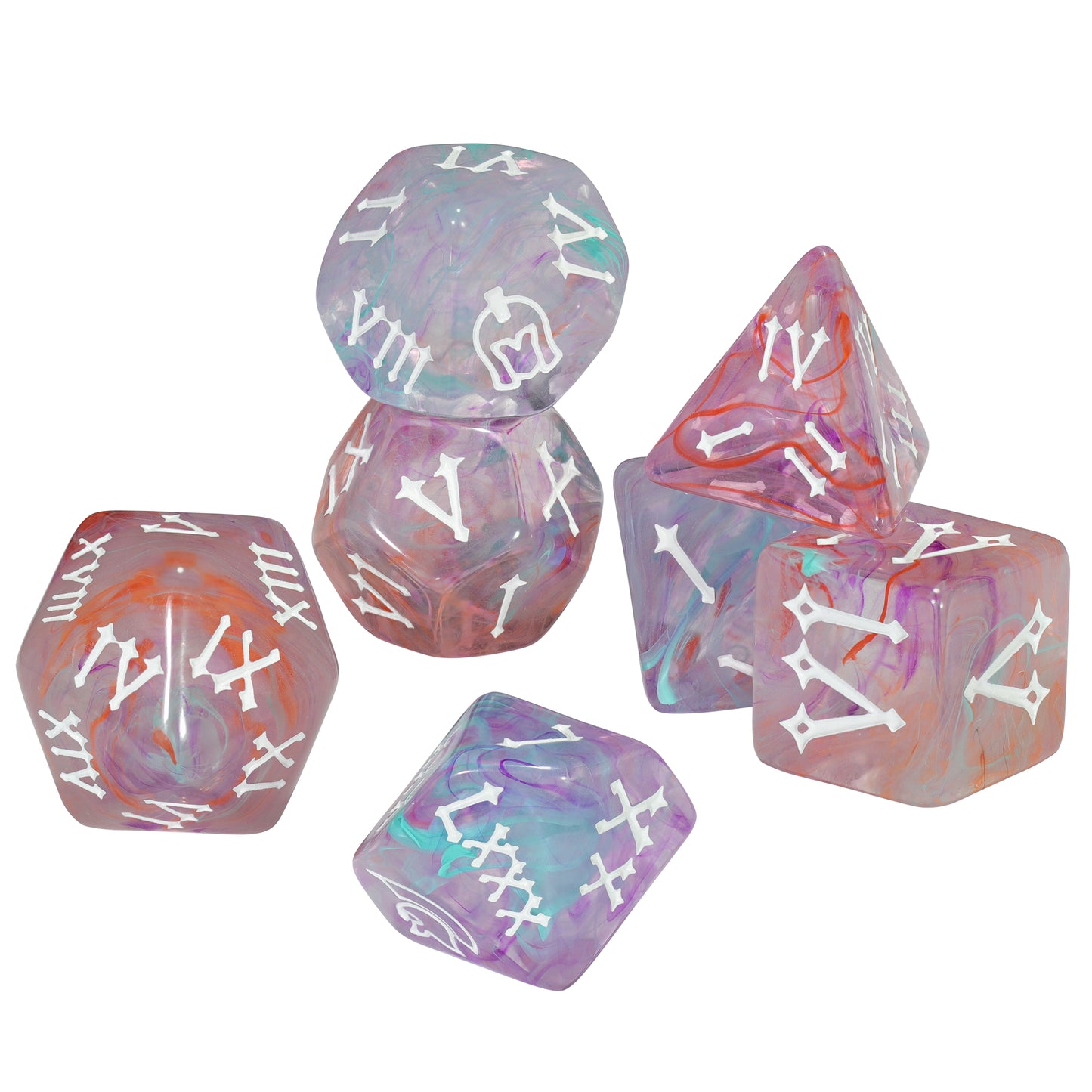 7pcs DND Dice Set Creative Design Roman Number Pattern Polyhedral Dice for Dungeons Game Role Playing Table Games